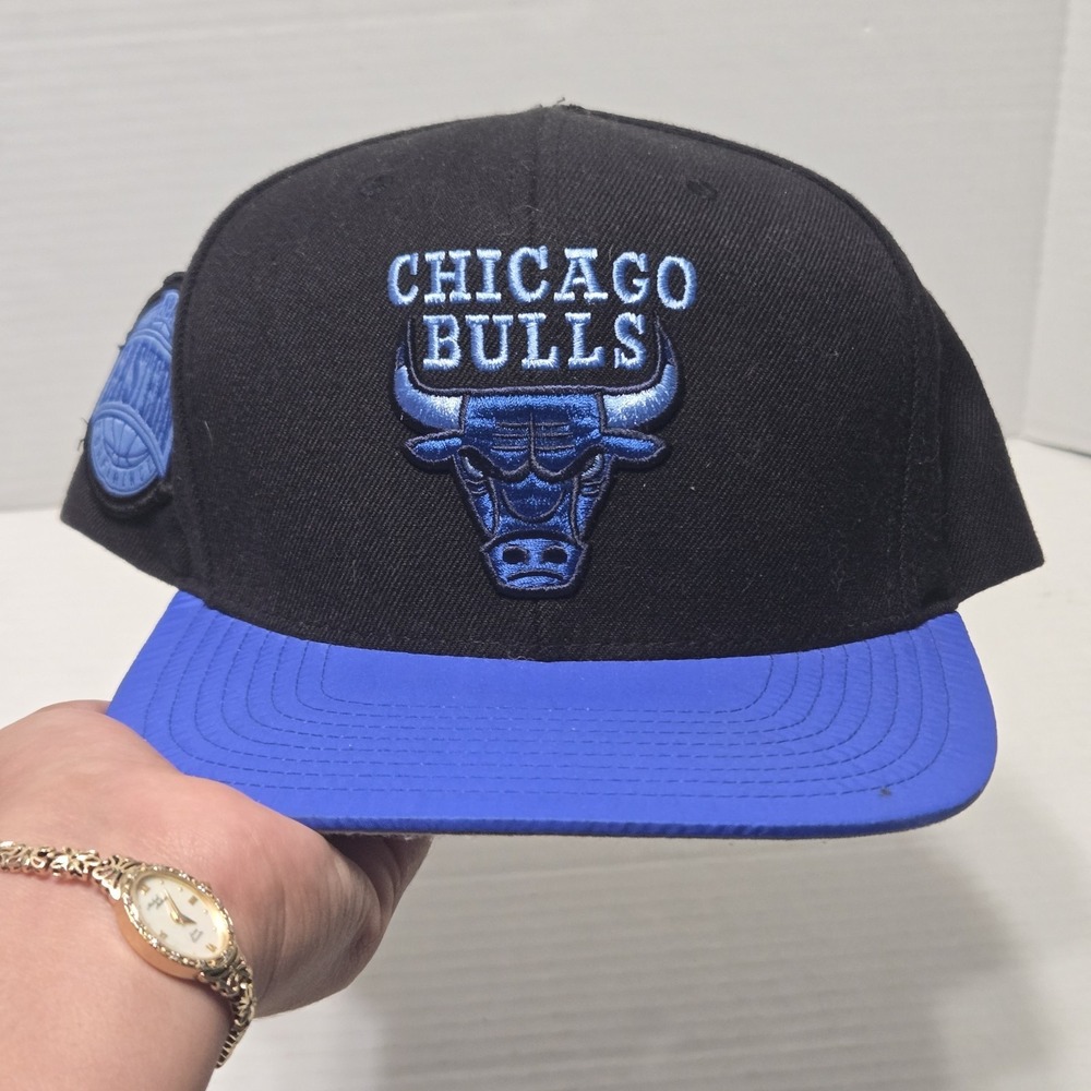 Mitchell & Ness Chicago Bulls Snapback Hat Black Blue NBA Basketball Cap OSFM